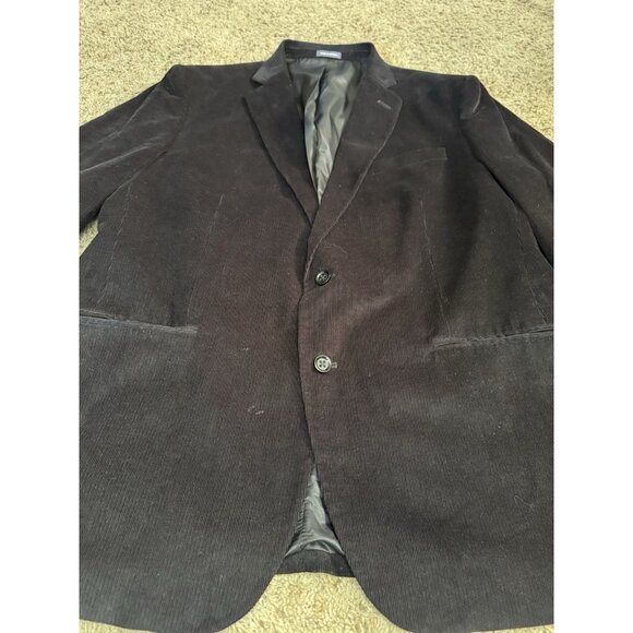 STAFFORD Black Corduroy Blazer Jacket Sport Coat Suit Elbow Patches Academia 46R - Picture 15 of 16